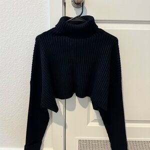Black Turtleneck Cropped Sweater